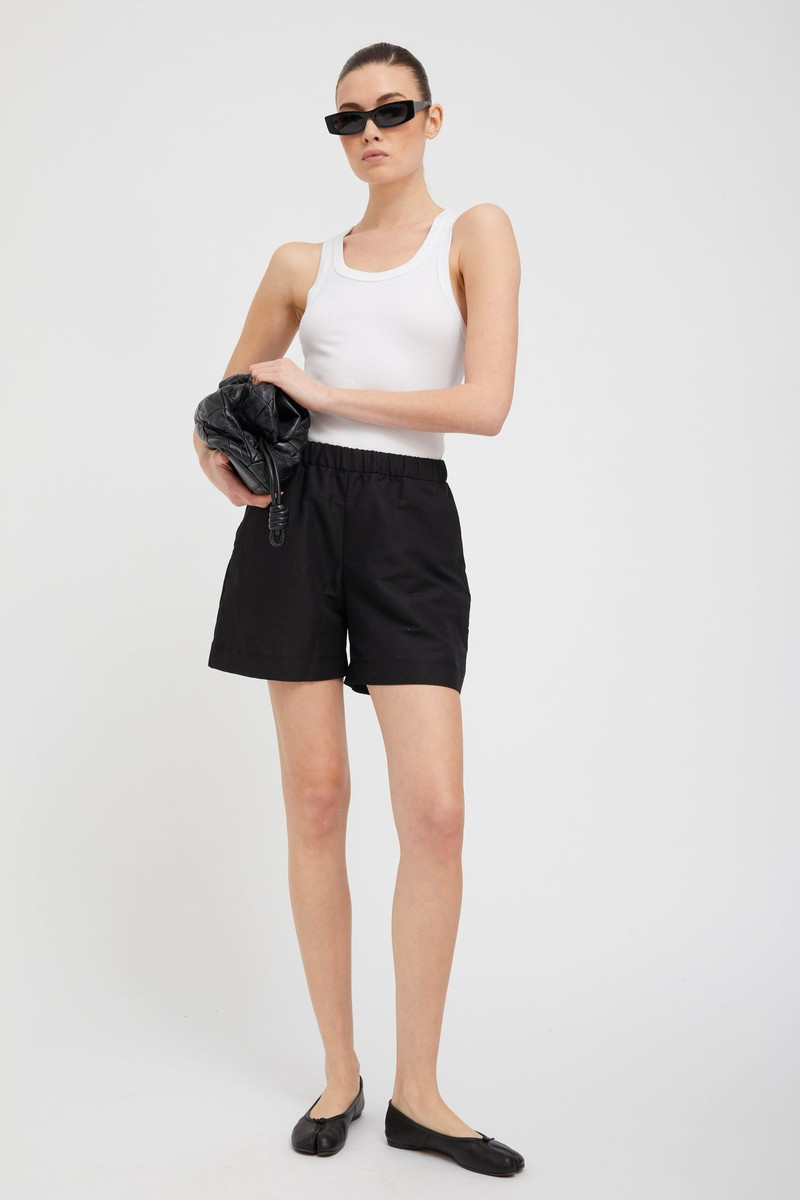 SPRWMN BLACK LINEN CULOTTE SHORTS outlook