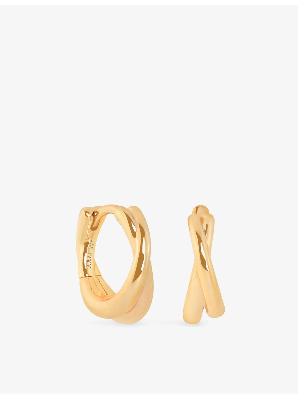 Illusion Twist 18ct Yellow Gold-Plated Sterling-Silver Huggies - 1