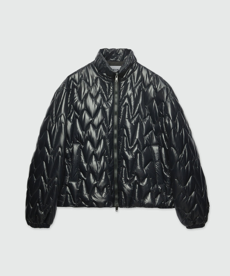 Black quilted jacket with "TheMwave" motif - 1