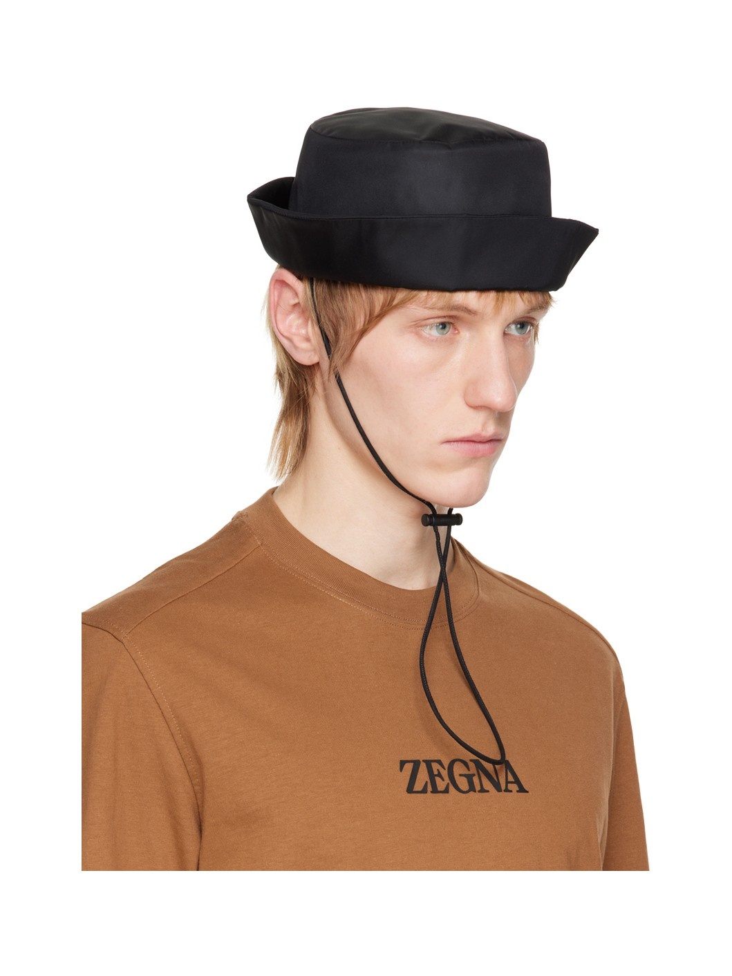 Black Chin Strap Bucket Hat - 2