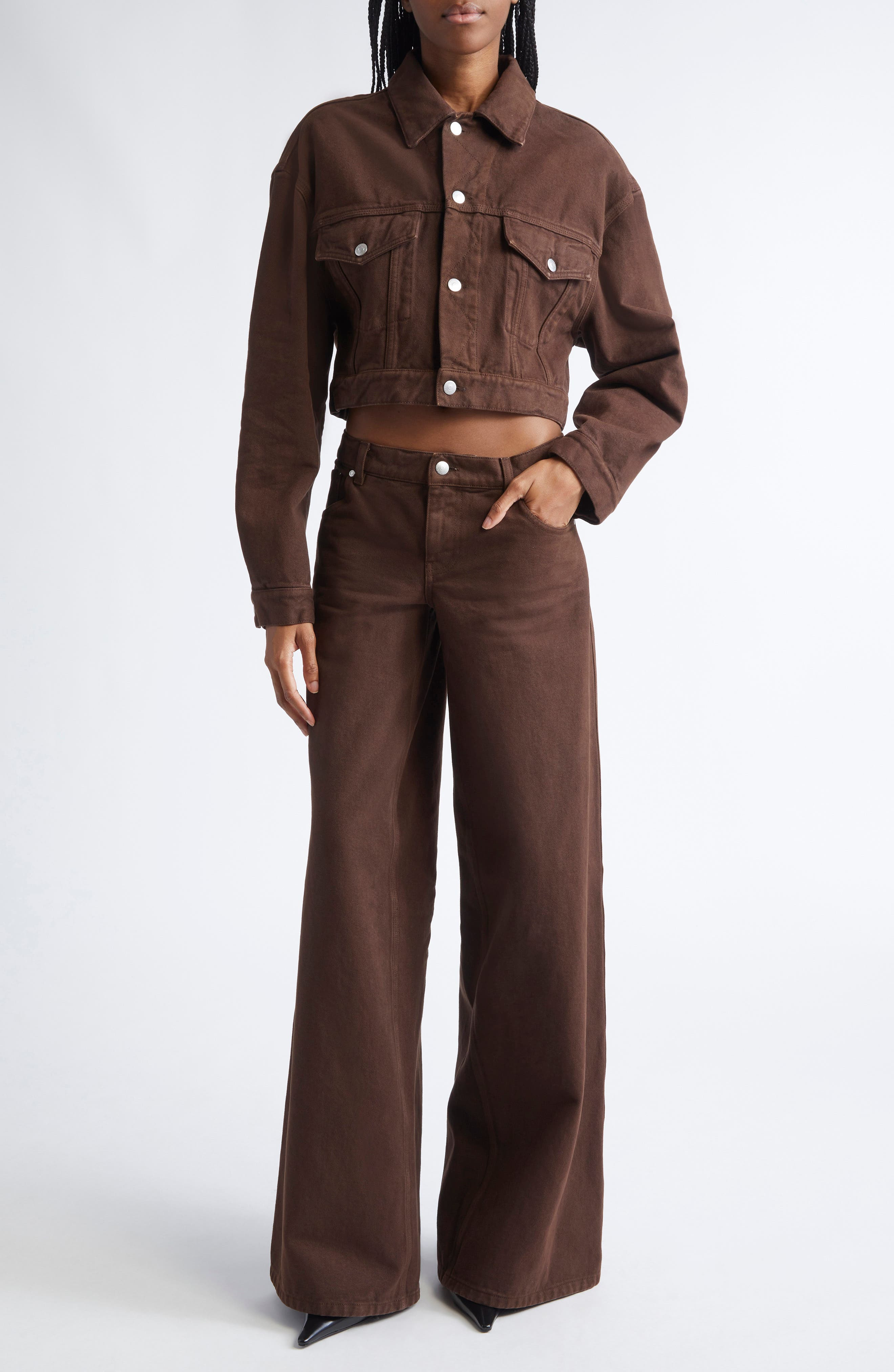 Stella McCartney Mid Rise Wide Leg Jeans in Brown Wash at Nordstrom - 2
