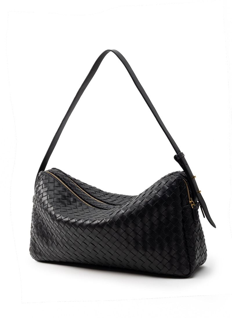 Elleme Trousse Large Woven Leather Black outlook
