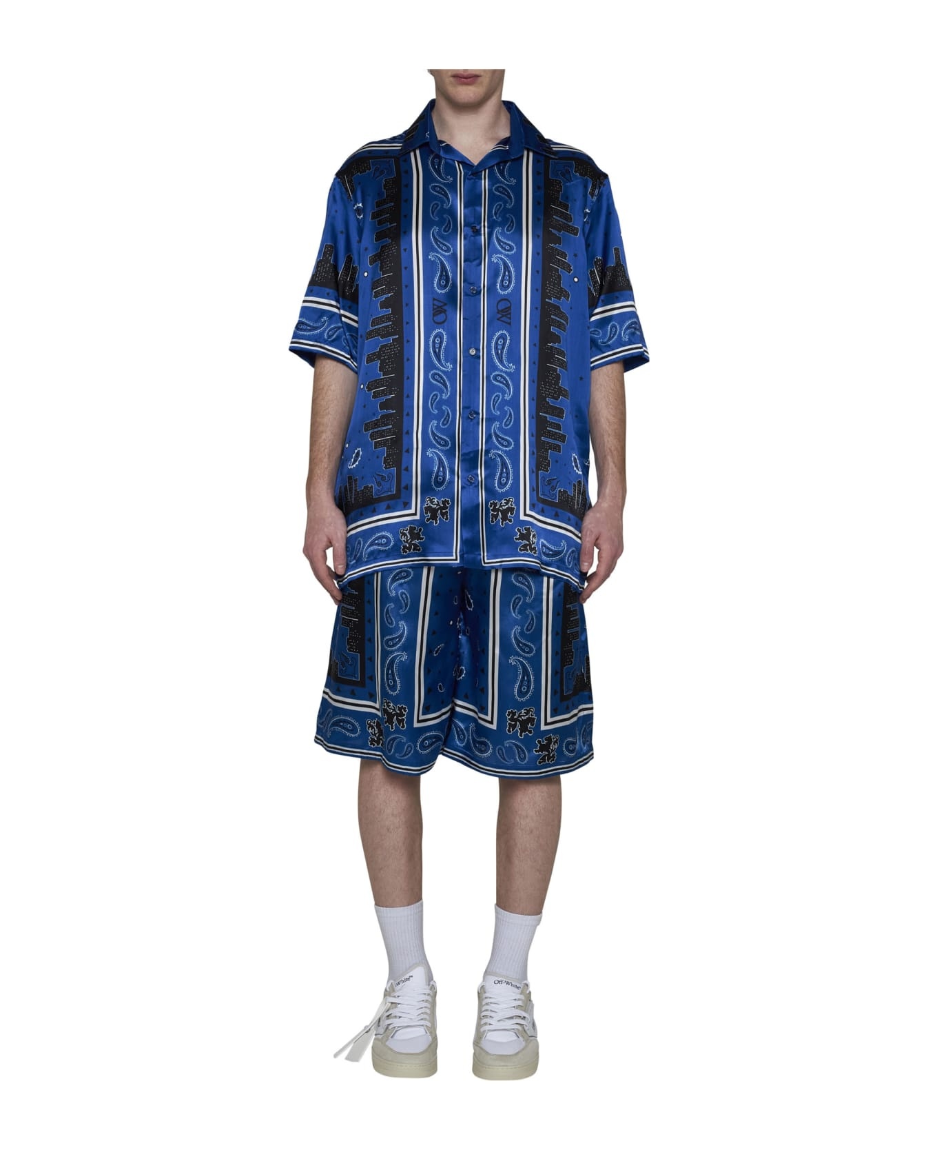 Blue Viscose Bermuda Shorts - 2