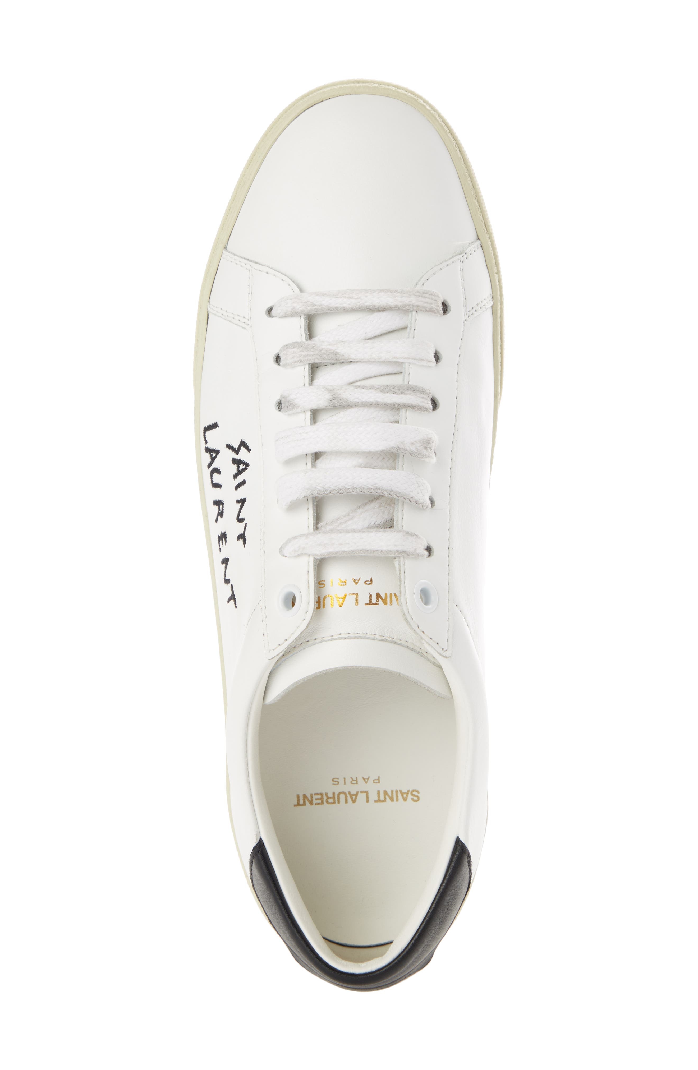 Saint Laurent Court Classic Low Top Sneaker in White/Black at Nordstrom - 4
