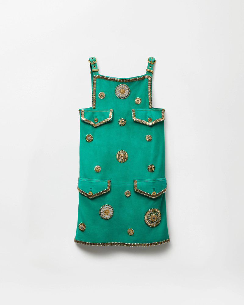 Embroidered Suede Mini Dress 1