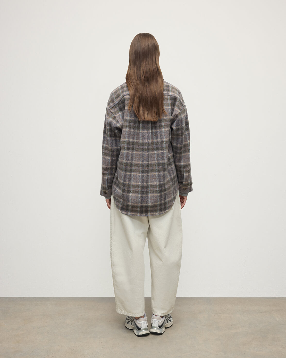 Slate Tweed Check Oversized Shirt - 4