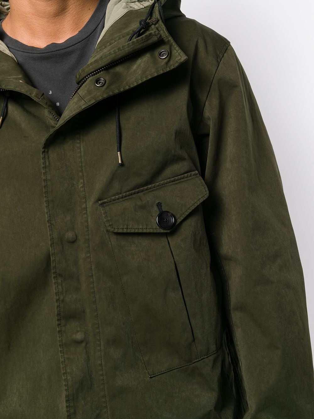 hooded single pocket parka coat - 5