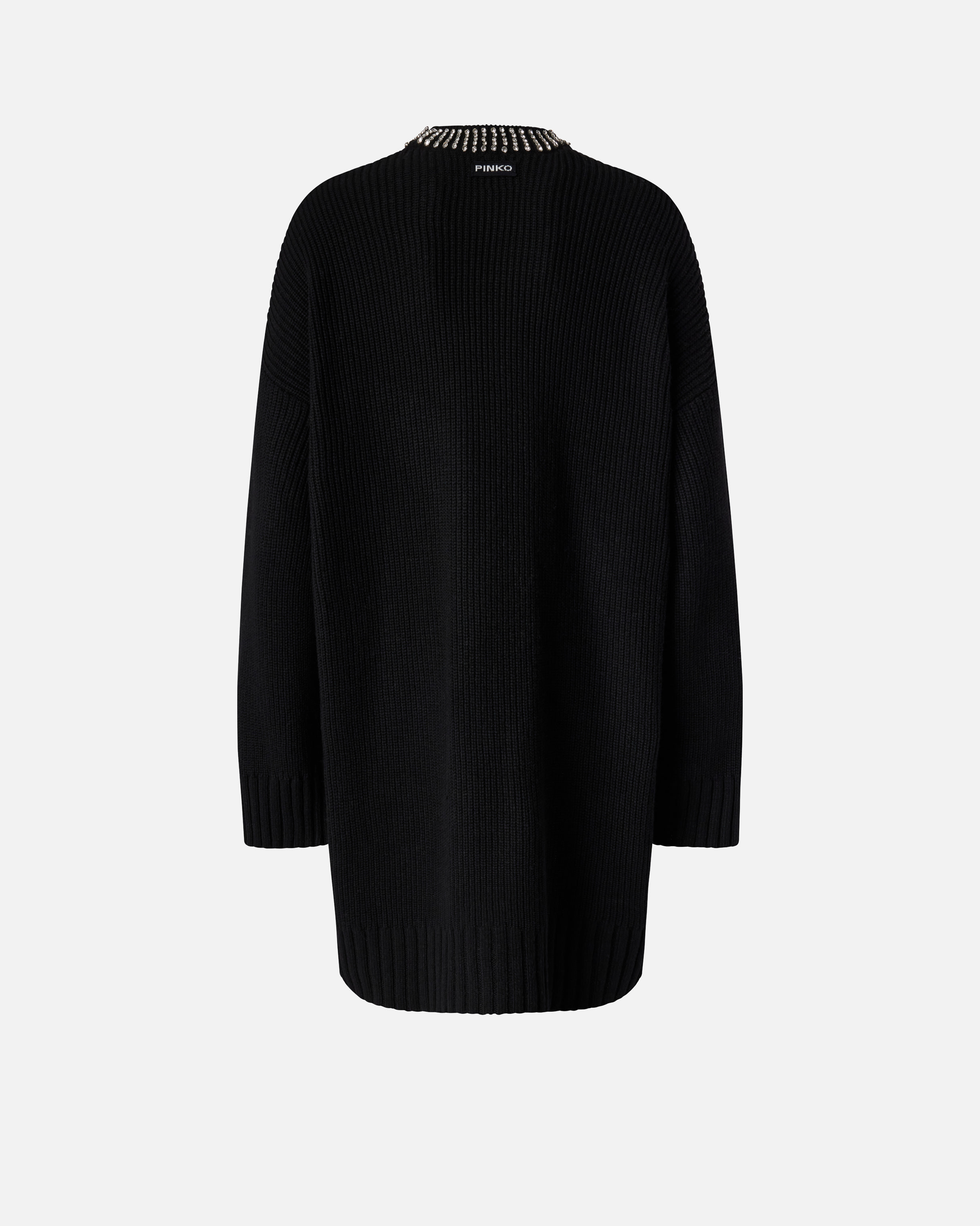 KNIT DRESS WITH RHINESTONE-DETAILED NECK - 2
