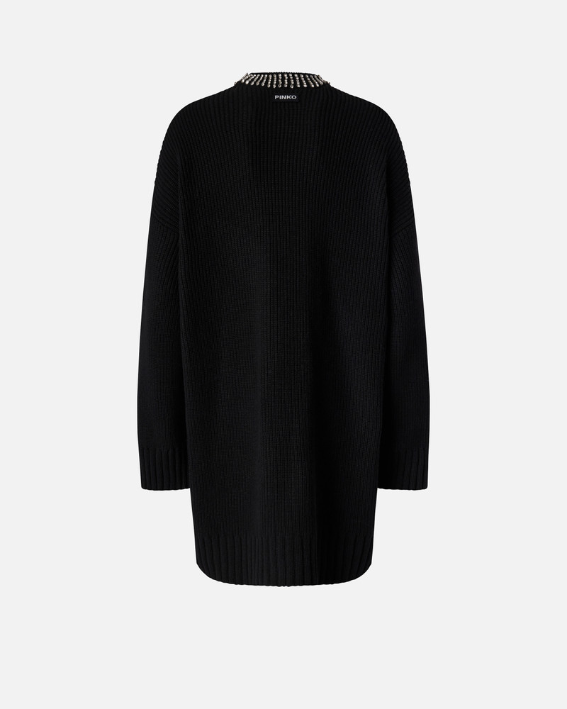 PINKO KNIT DRESS WITH RHINESTONE-DETAILED NECK outlook