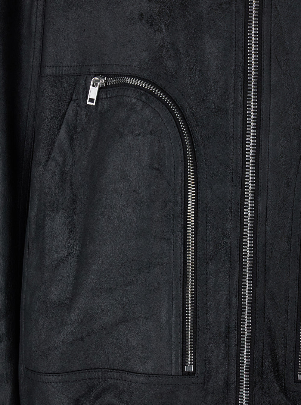 Rick Owens Men 'Bauhaus Flight' Black Bomber Jacket With Zipped Pockets On The Front In Leather Man - 3
