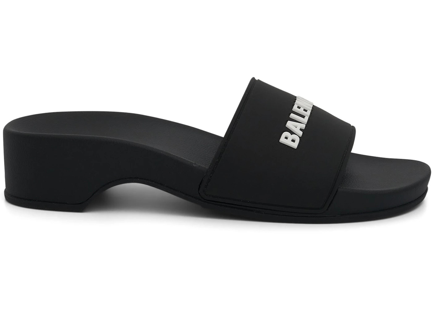 Balenciaga Logo Pool Clog Slide Black White (Women's) - 1