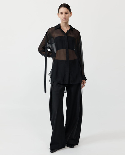 ST. AGNI Pinstripe Silk Shirt - Black outlook