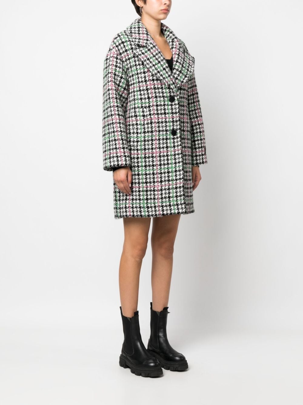 houndstooth-pattern single-breasted coat - 3