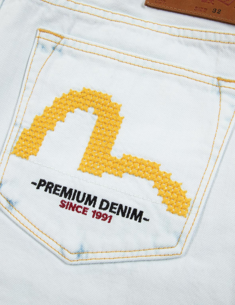 SEAGULL EMBROIDERY BLEACHED DENIM SHORTS 9