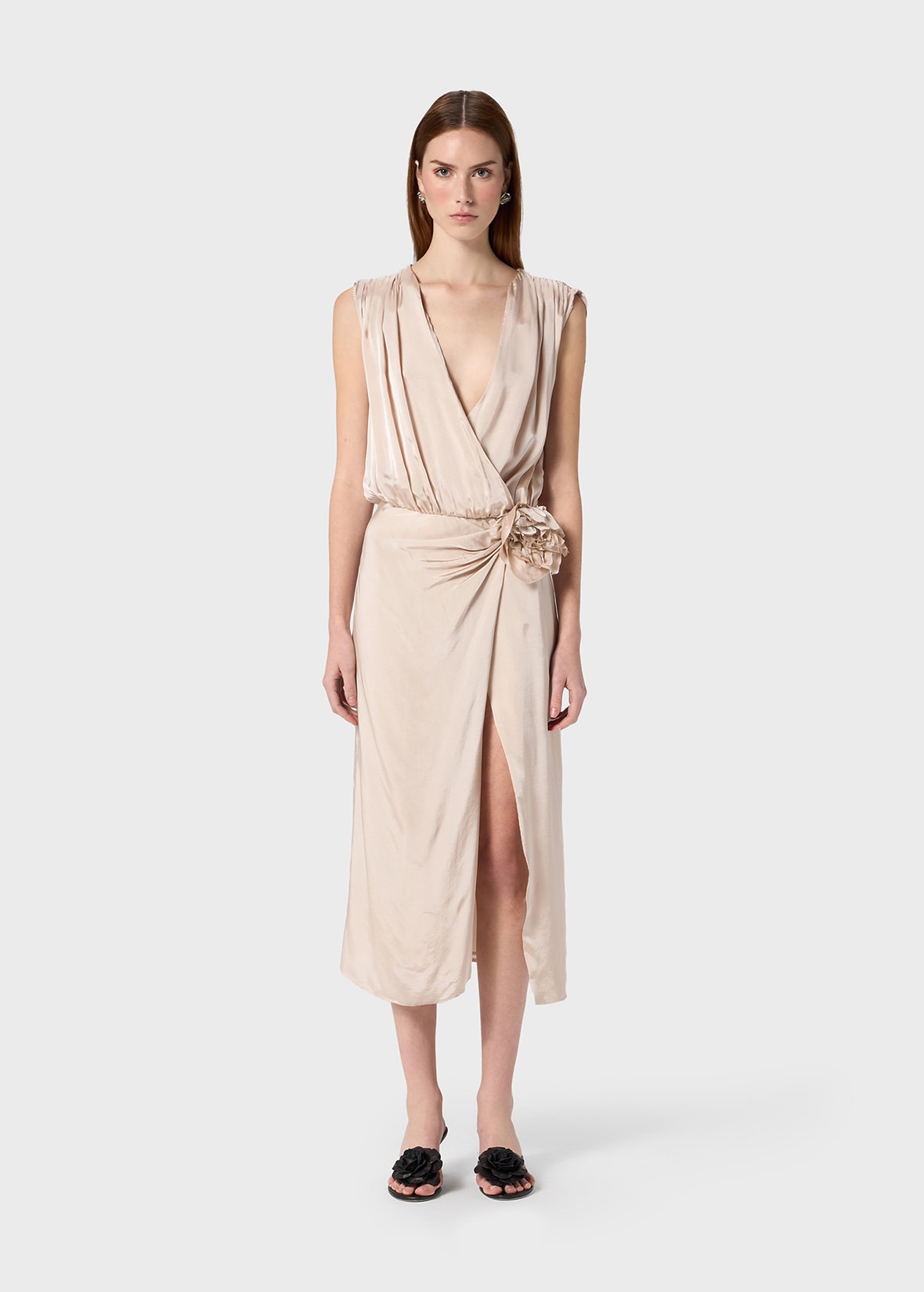 MIDI DRESS IN TWILL WITH 3D FLOWER - 3
