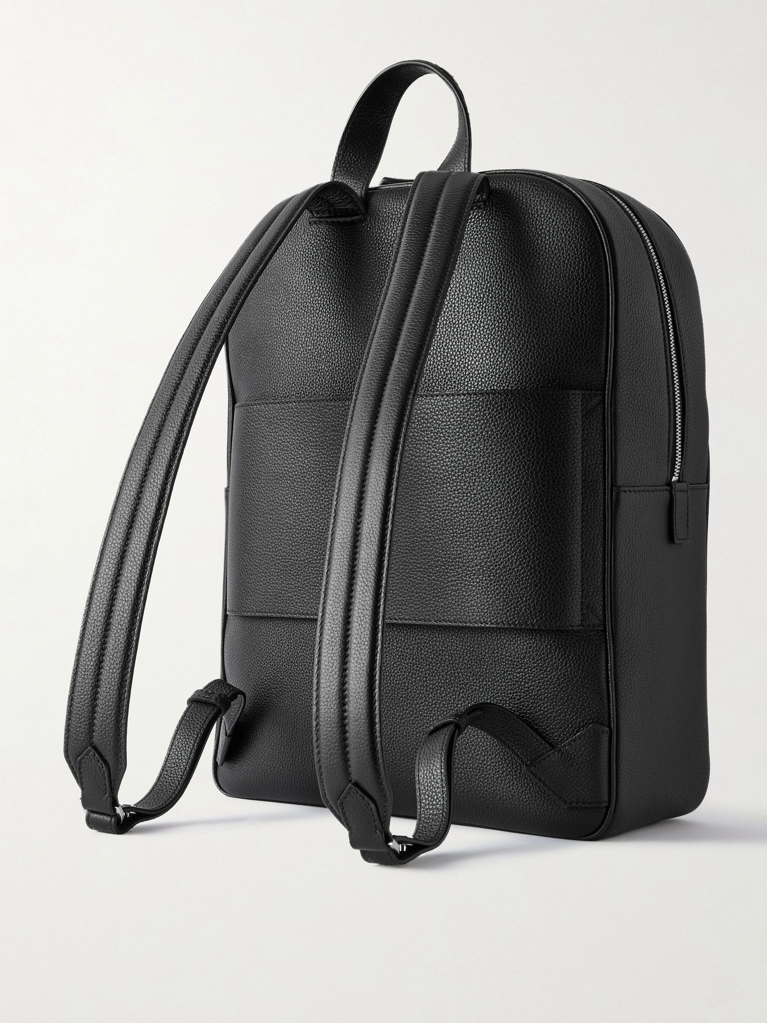 Full-Grain Leather Backpack Black - 3