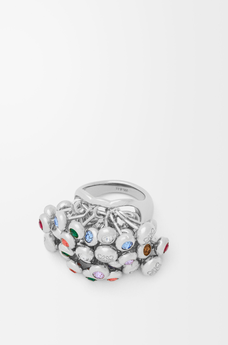 Push Pin ring in sterling silver and crystals 1