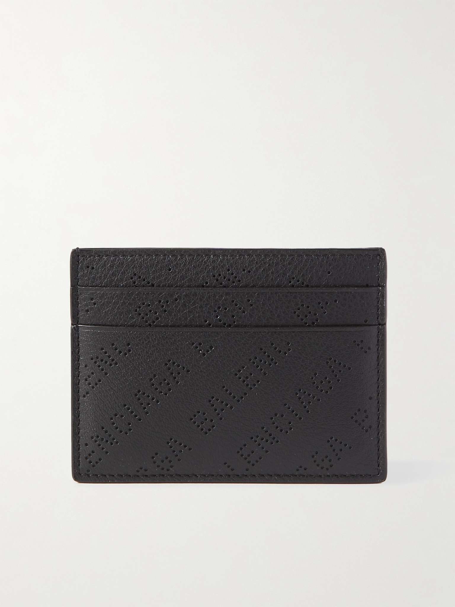 Logo-Perforated Leather Cardholder - 1