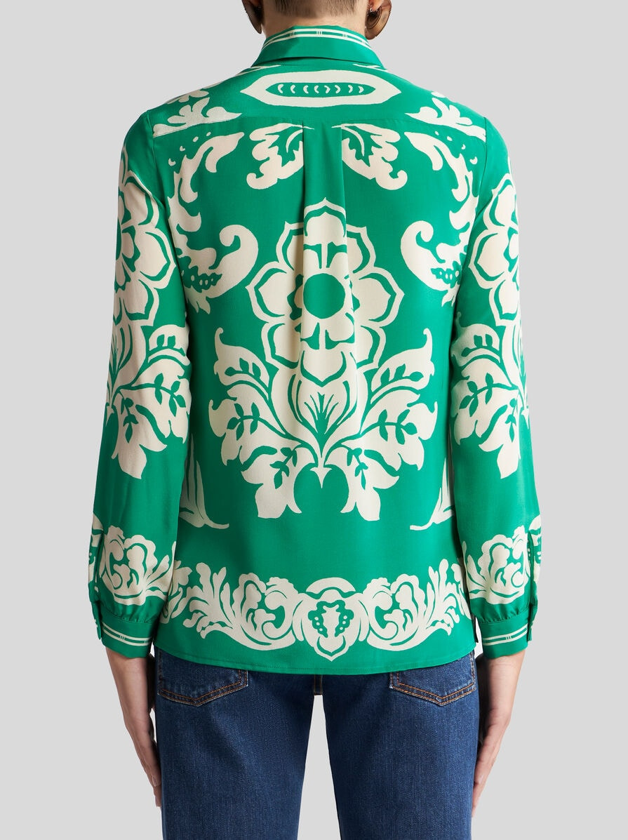 SILK SHIRT WITH PLACED FLORAL PRINT - 4