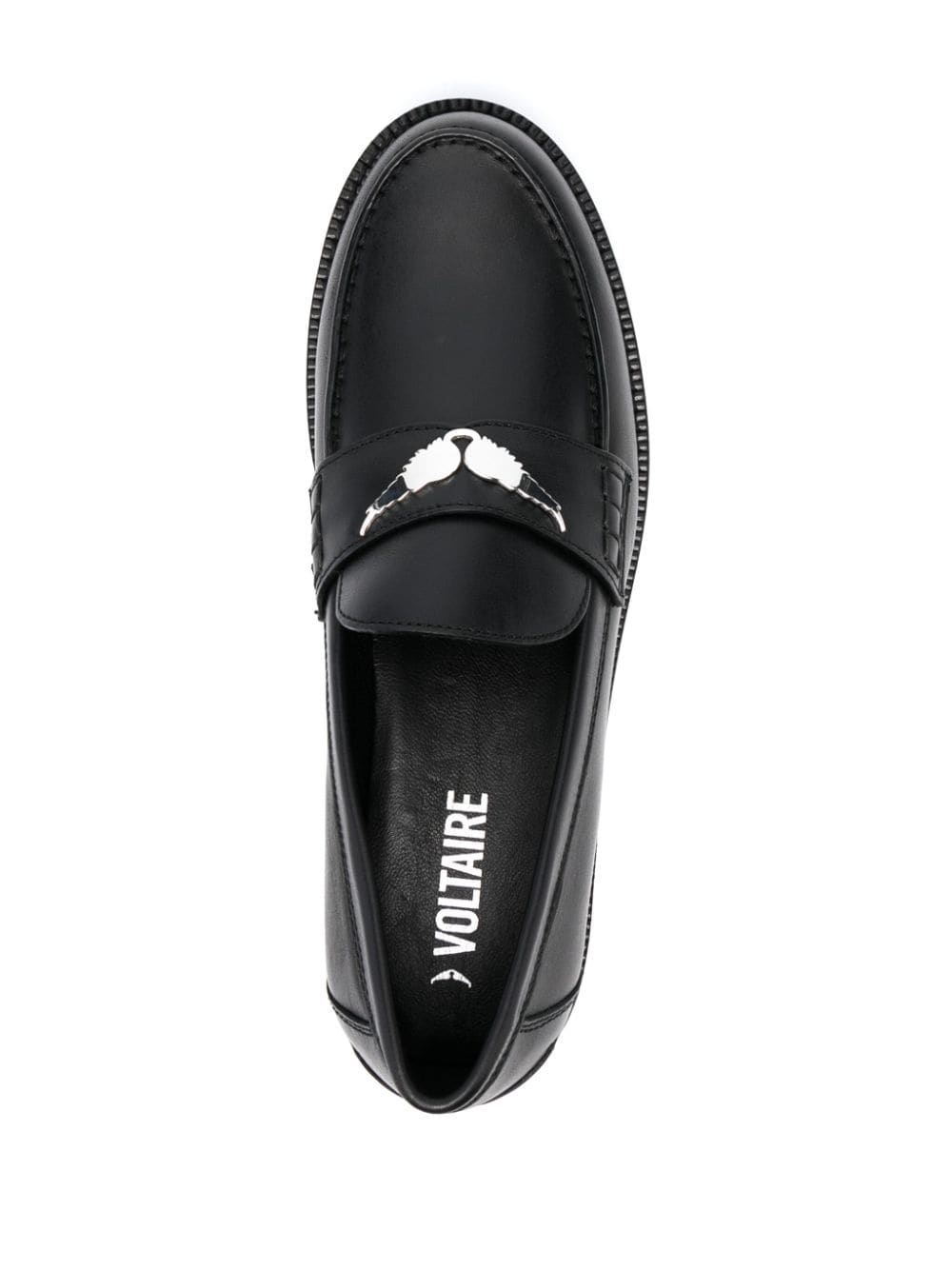 wings-plaque leather loafers - 4