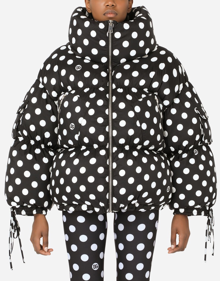 Nylon down jacket with polka-dot print - 1