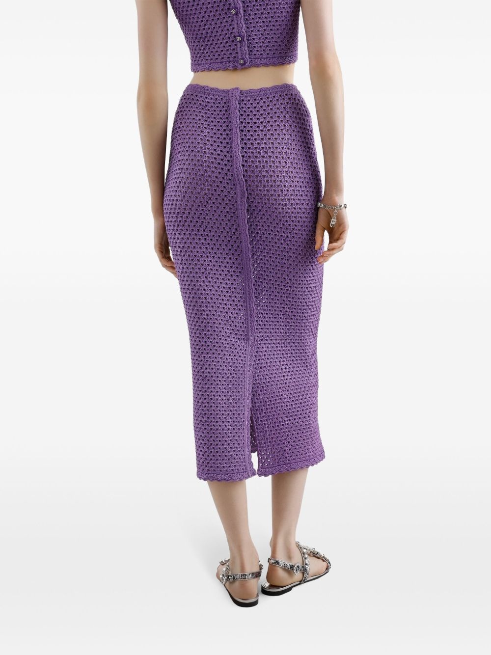 crochet-knit midi skirt - 5