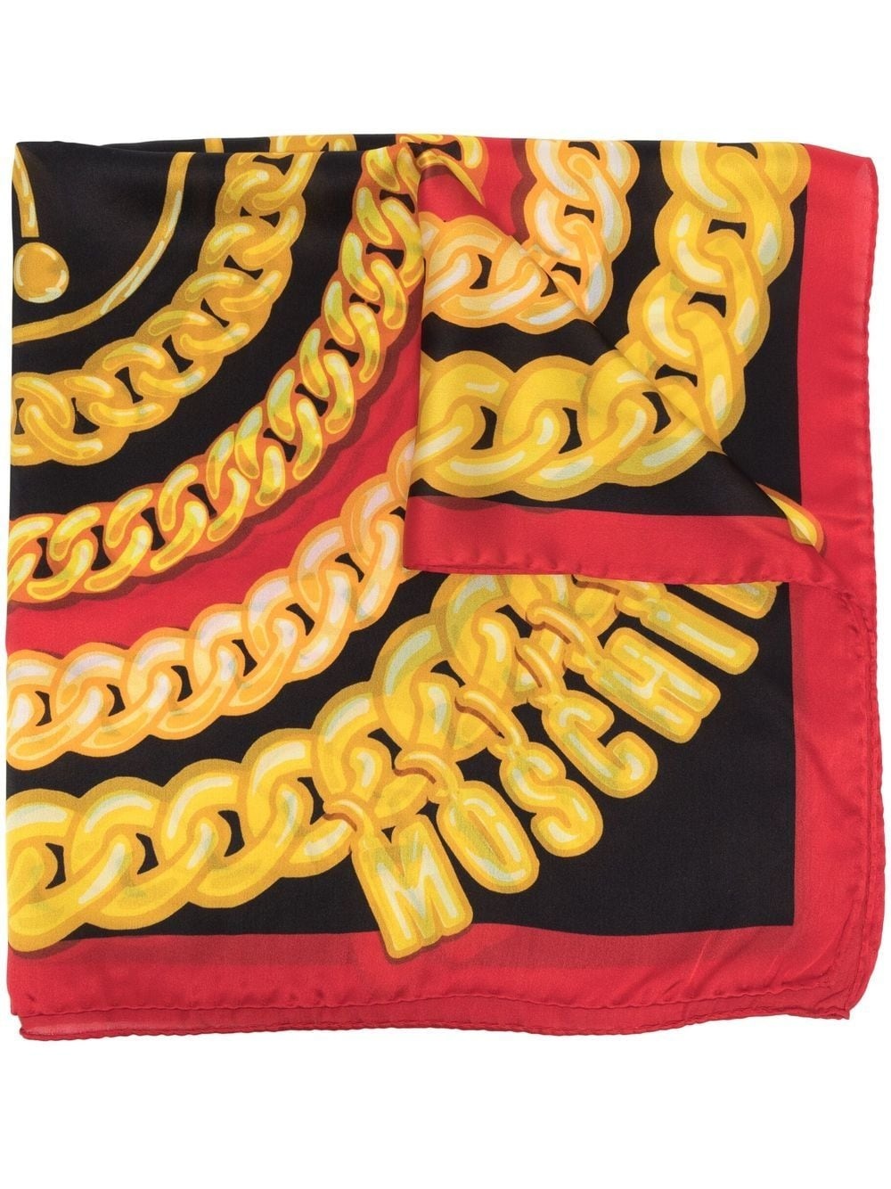 chain link-print silk scarf - 1