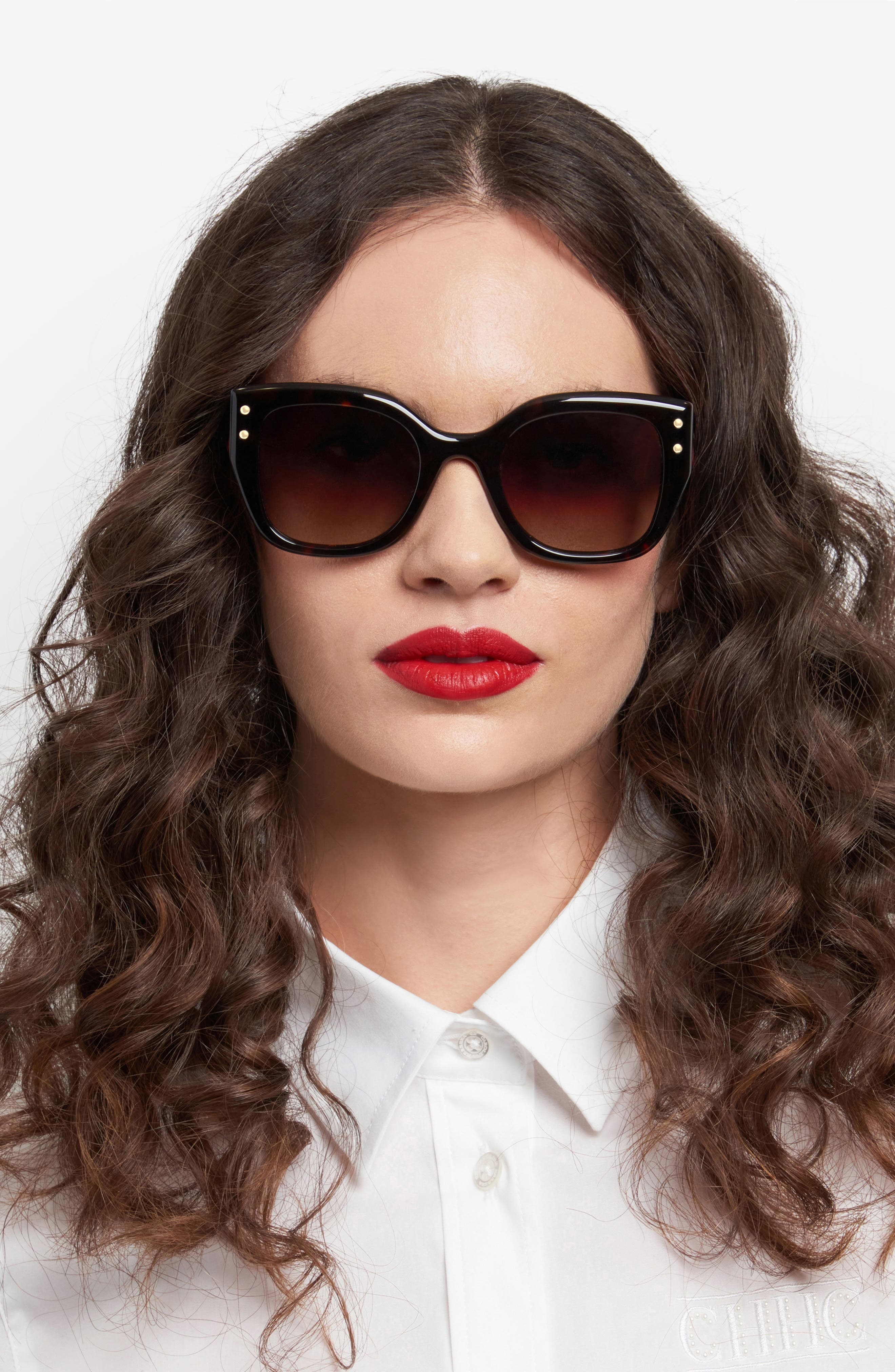 Carolina Herrera 51mm Gradient Square Sunglasses in Havana/Brown Sf at Nordstrom - 3