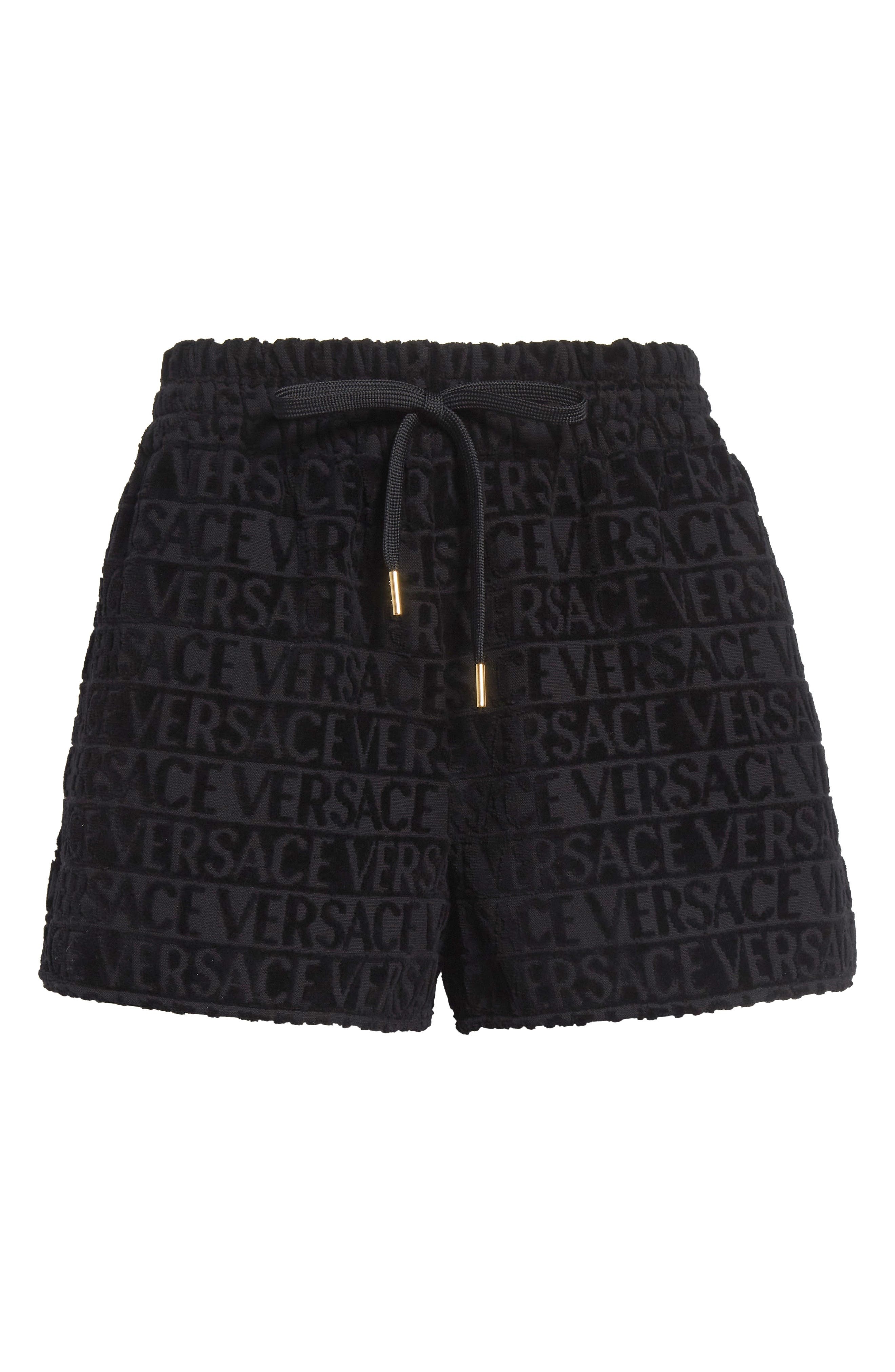 Versace I Heart Baroque Terry Cloth Shorts in Black-Gold at Nordstrom - 6