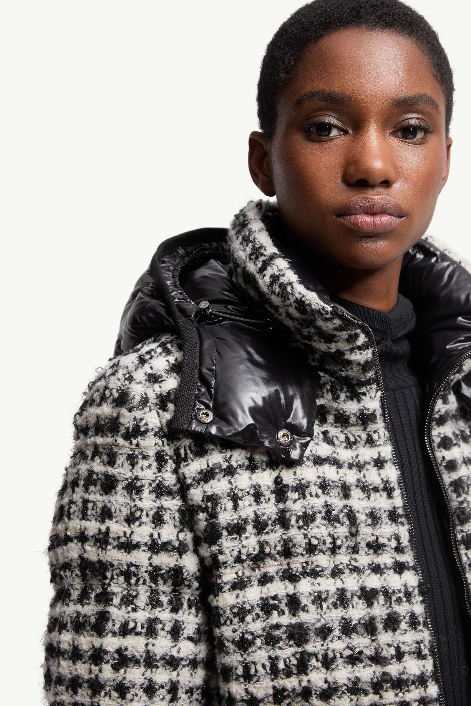 Andronne Tweed Hooded Short Down Jacket - 7