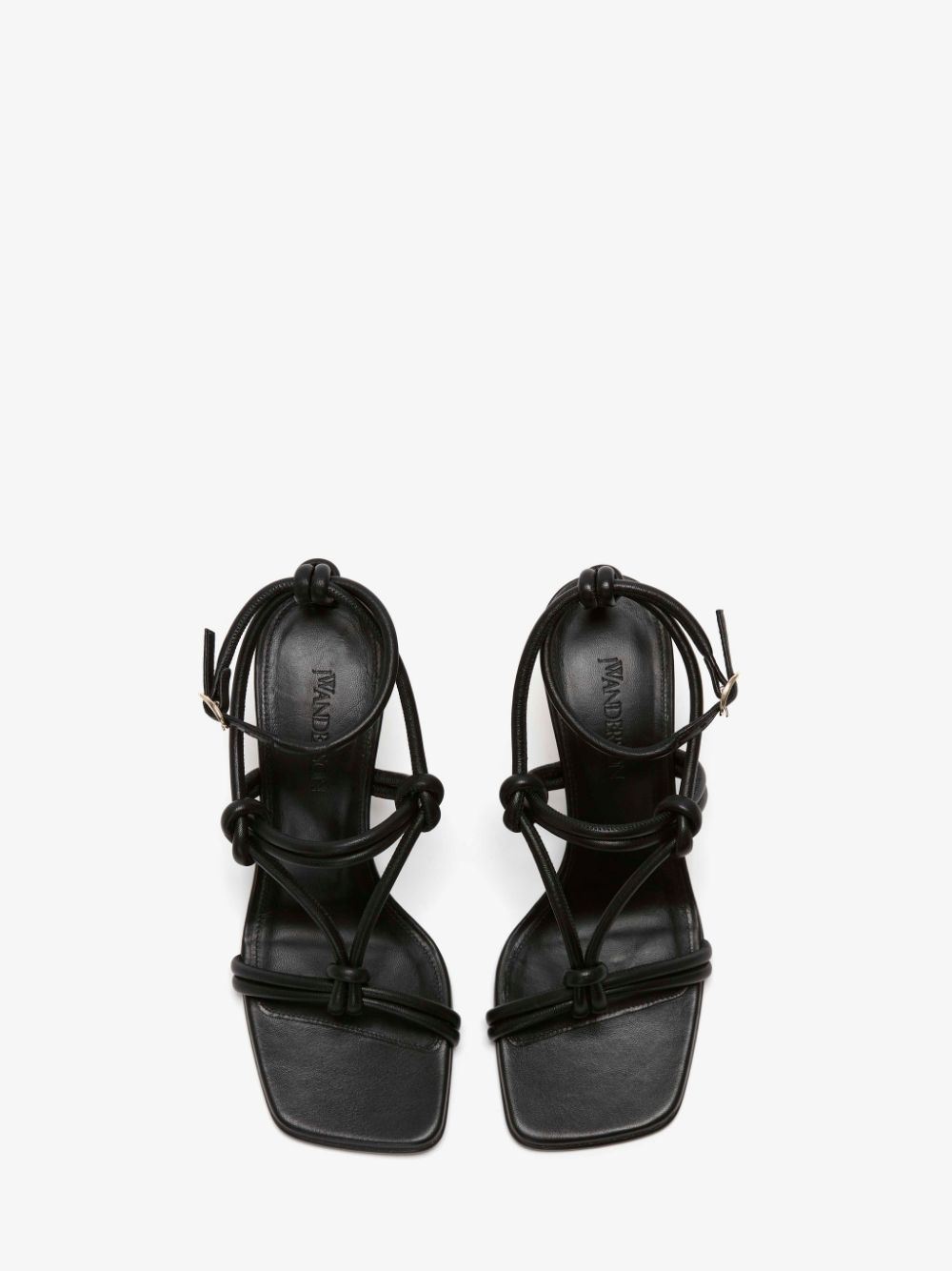 CHAIN HEEL LEATHER STRAPPY SANDALS - 4