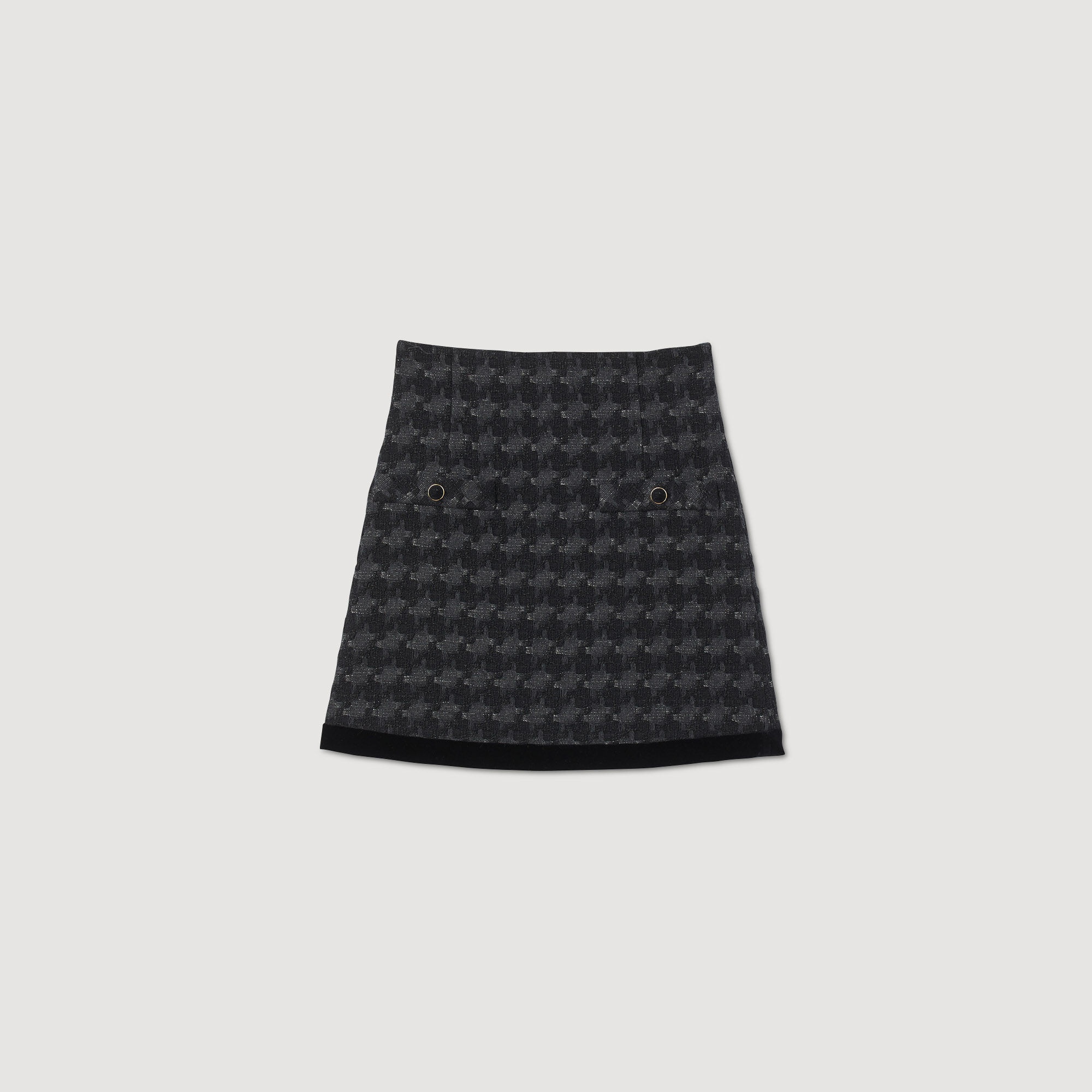 HOUNDSTOOTH TWEED SHORT SKIRT - 1