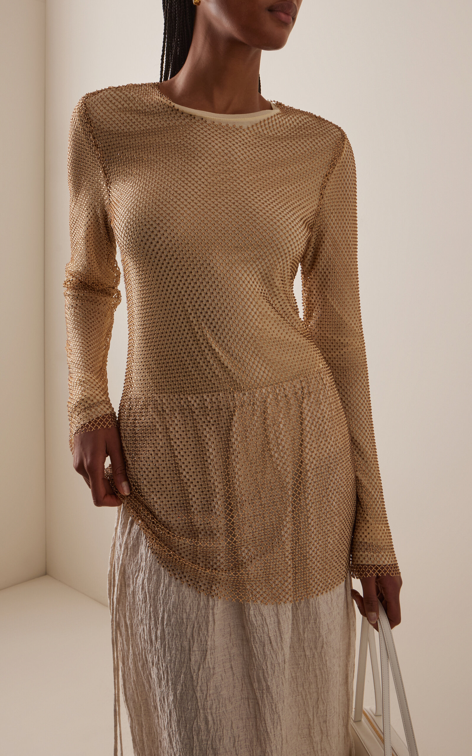 Carmen Crystal-Mesh Top neutral - 2