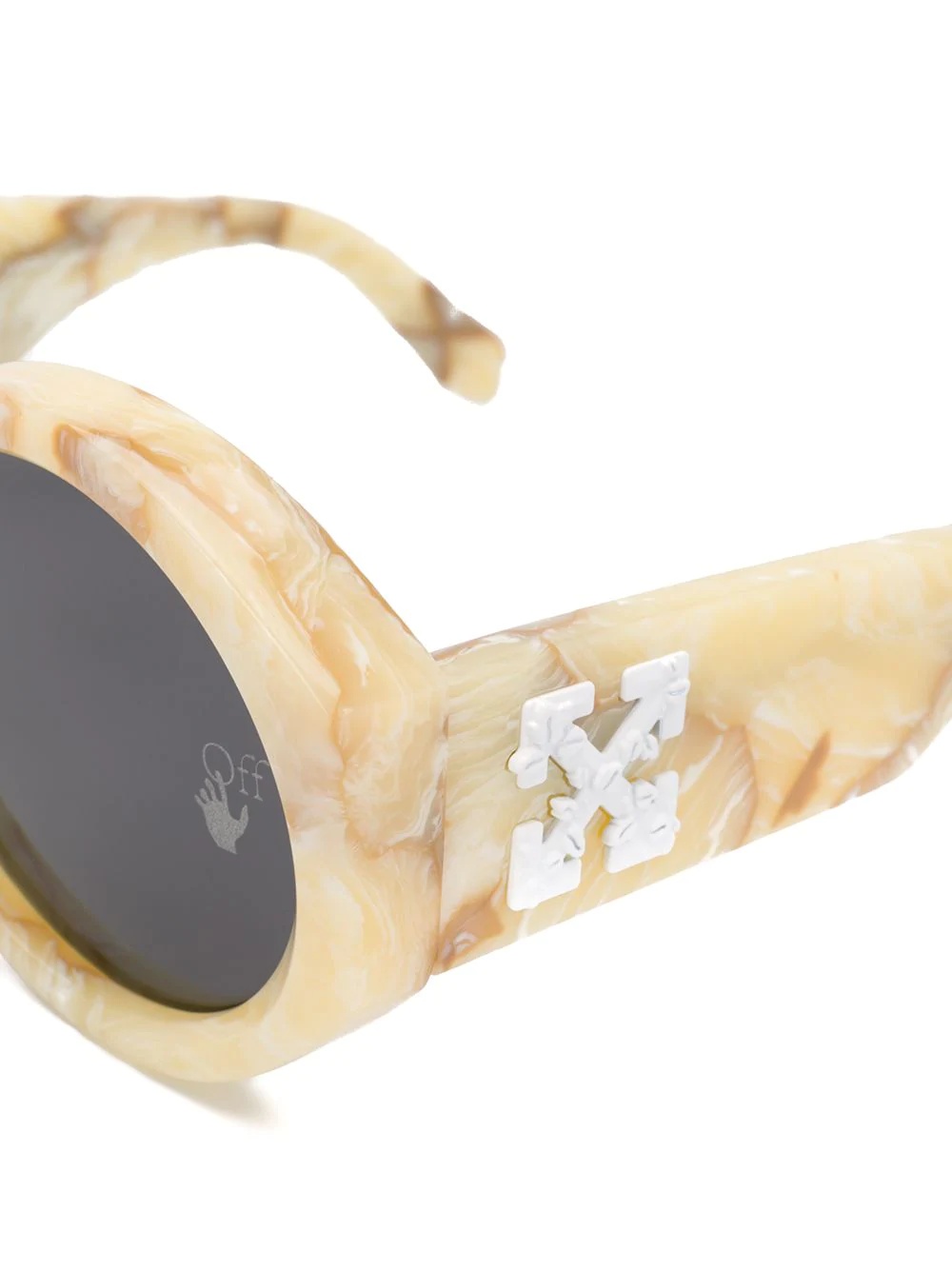 marbled-effect round-frame sunglasses - 3