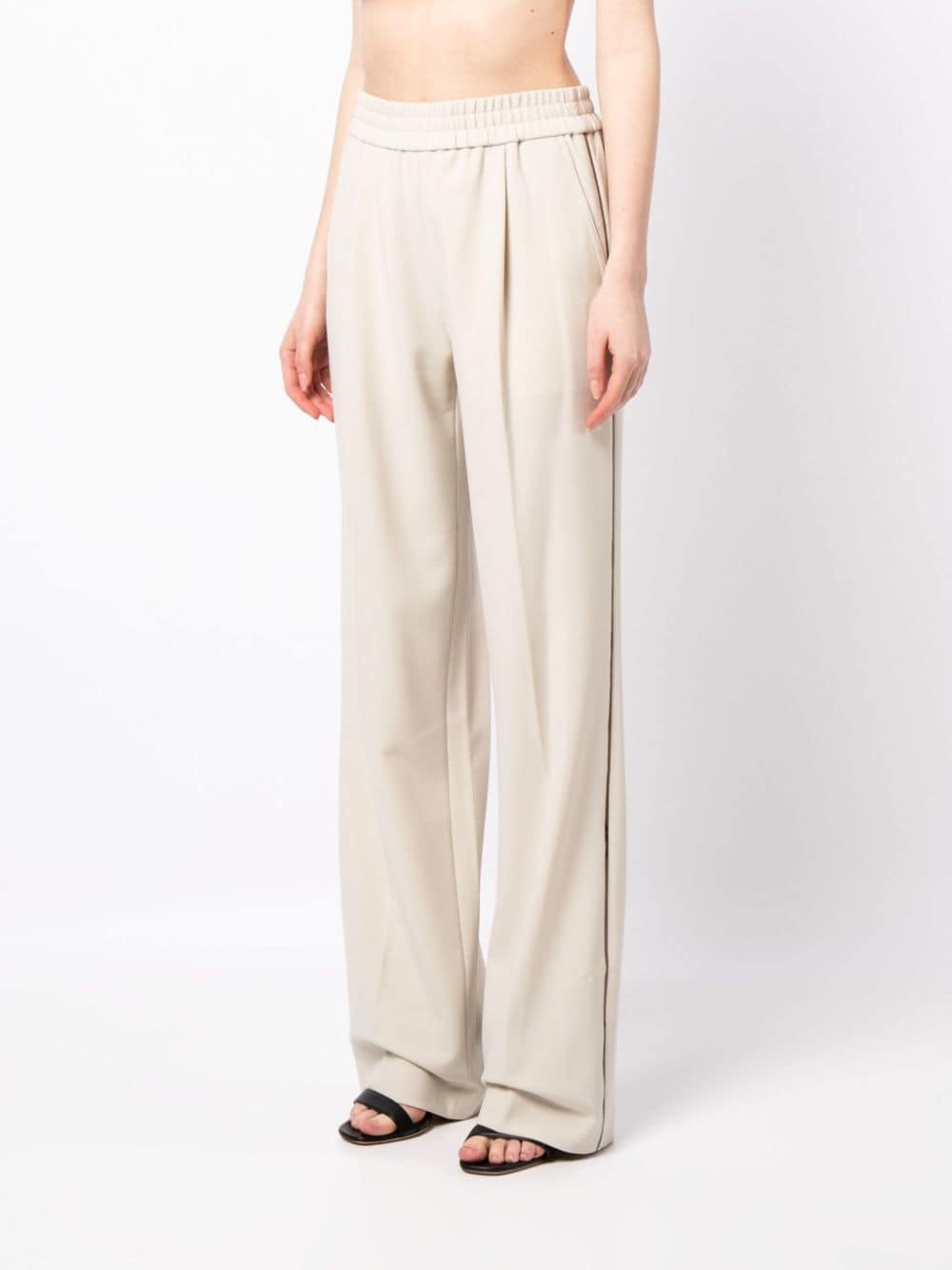 piped-trim detail wide-leg trousers - 3