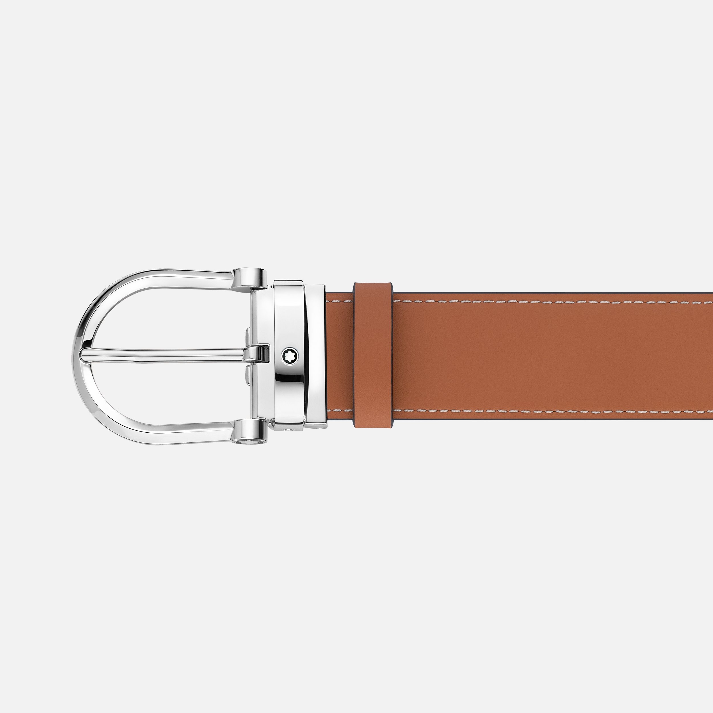 Horseshoe buckle smoke/tan colors 35 mm reversible leather belt - 3