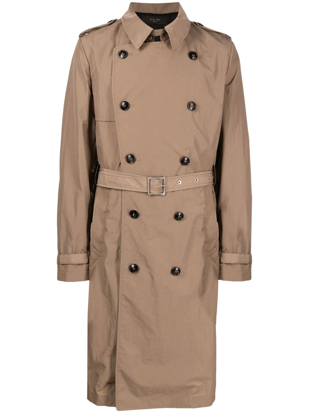 double-breasted belted trench coat - 1