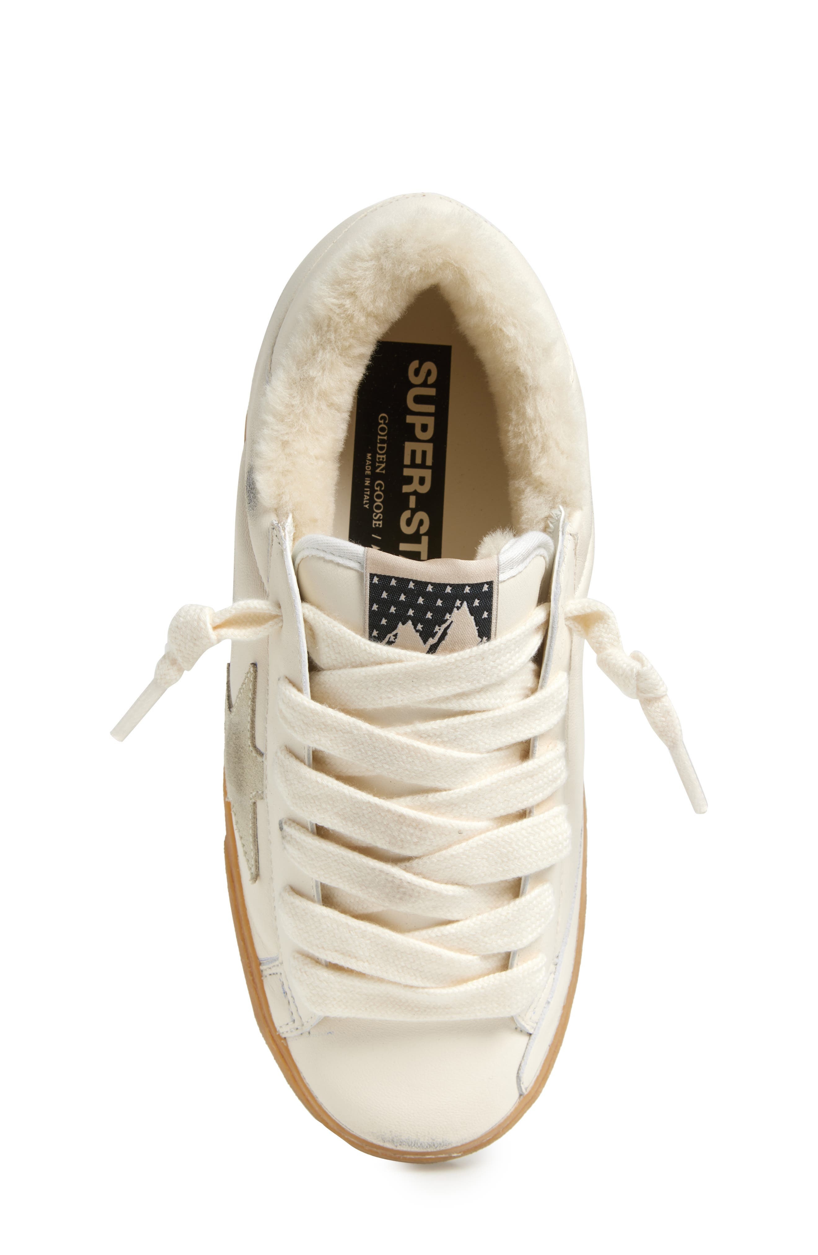 Golden Goose Super-Star Genuine Shearling Lined Low Top Sneaker in Optic White at Nordstrom - 5