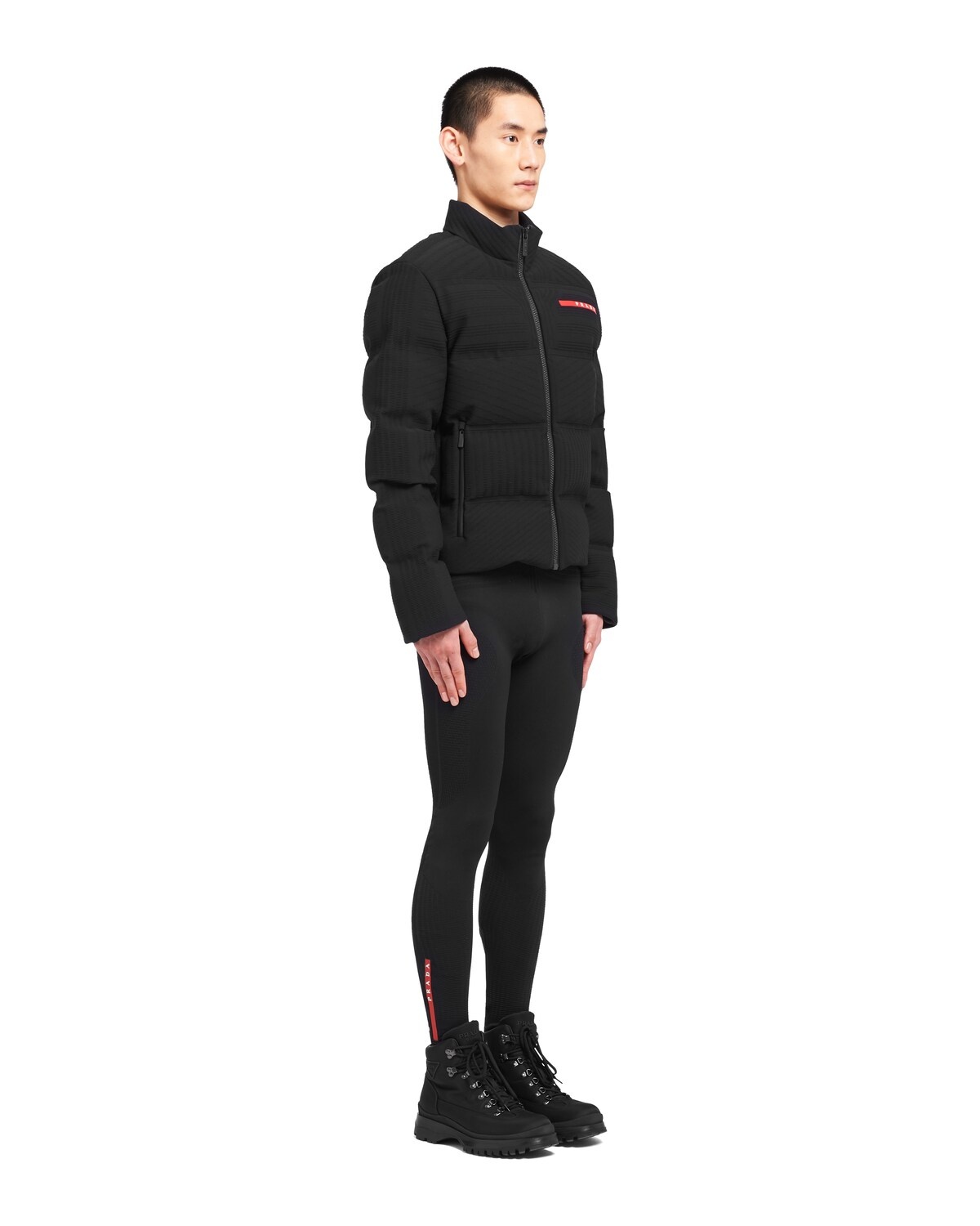 Cropped technical knit puffer jacket - 4