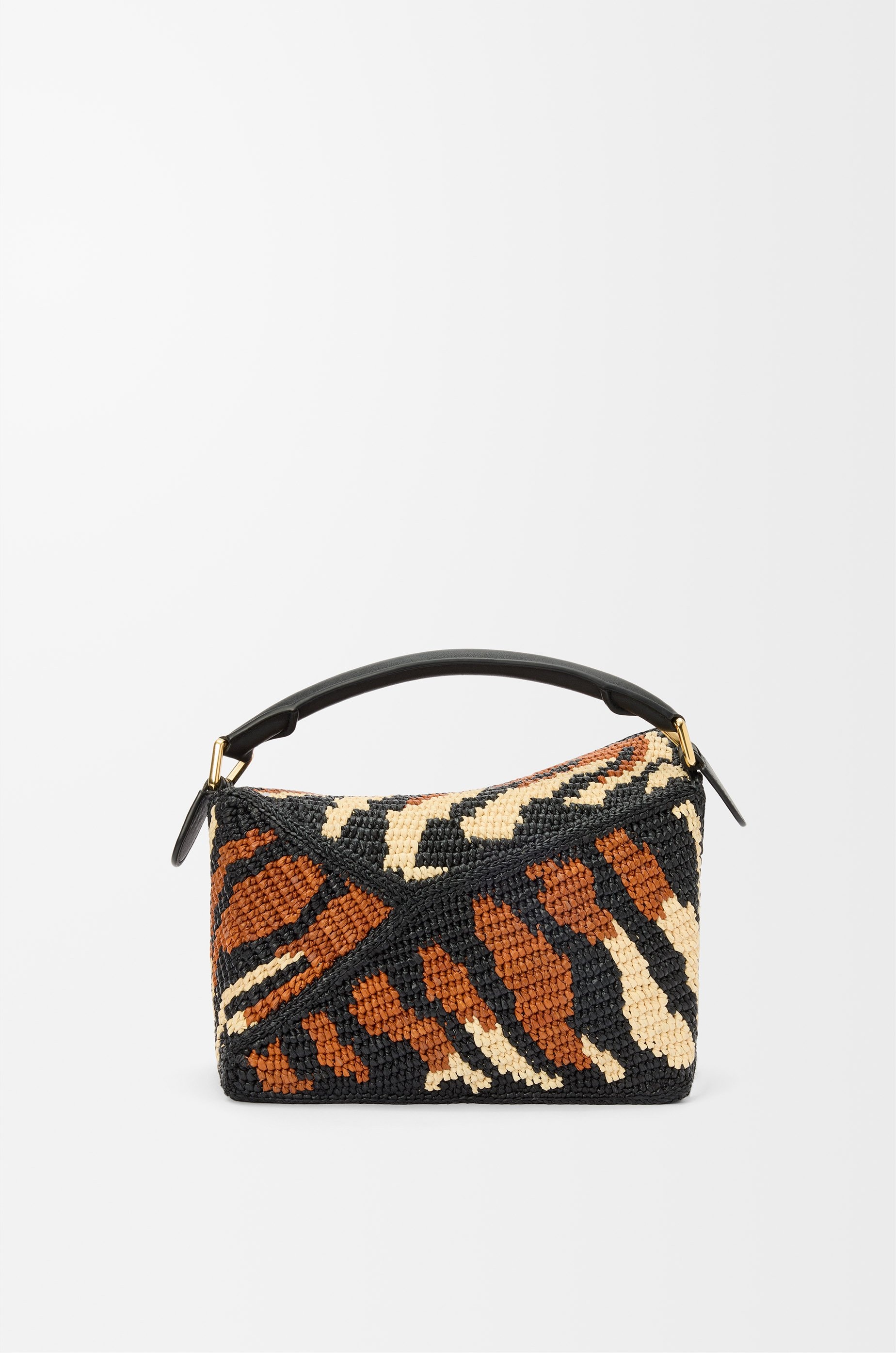 Small Puzzle Edge bag in raffia and calfskin - 6
