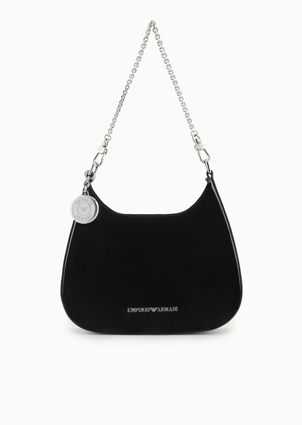 Small hobo shoulder bag in patent leather with chain strap - 1
