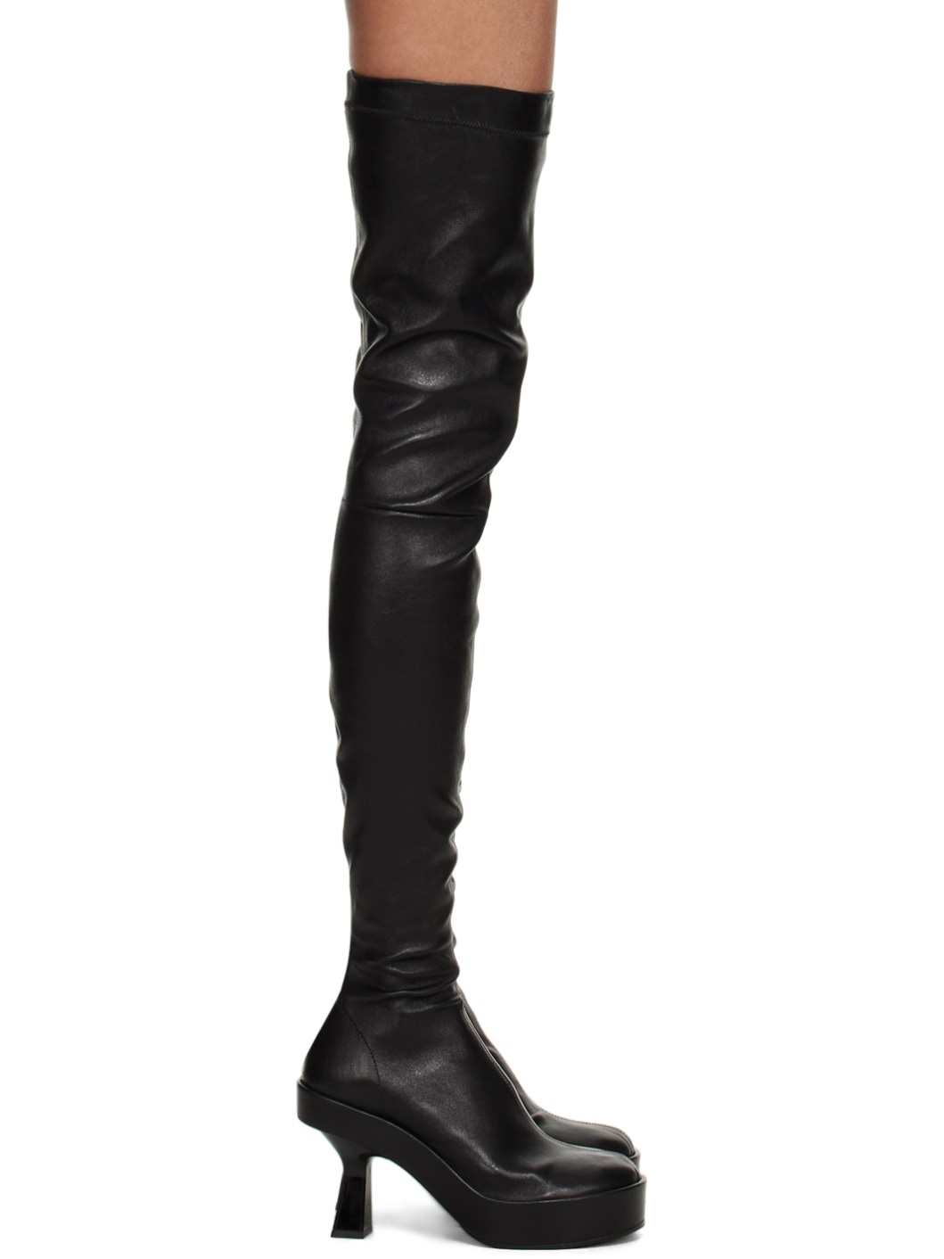 Black Leather Over-The-Knee Boots - 1