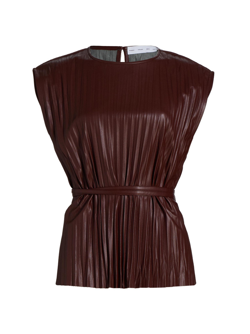 Women's Lyra Pleated Faux Leather Top - Oxblood 1