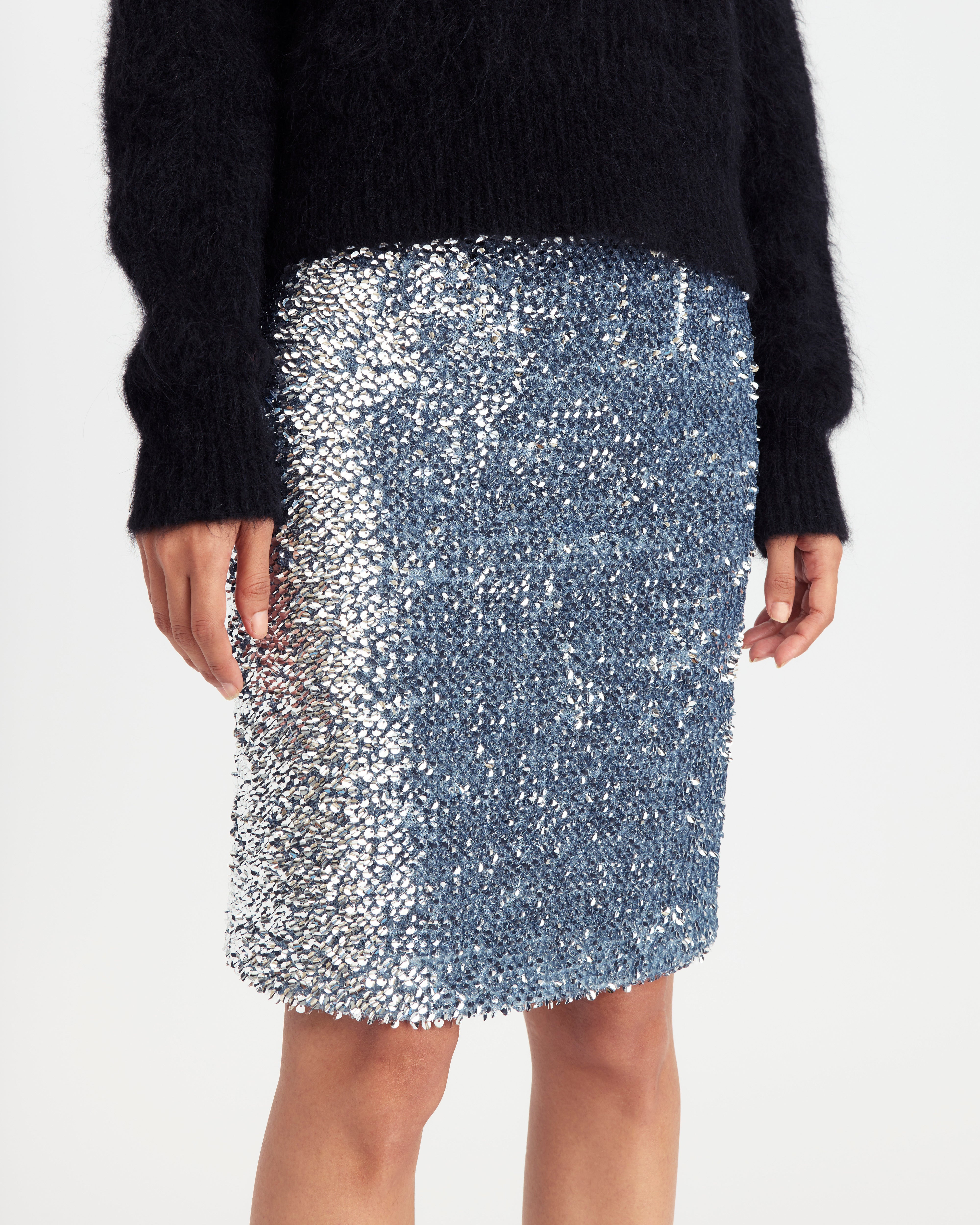 DELTA MIDI SKIRT IN TEXTURED SEQUIN - 5