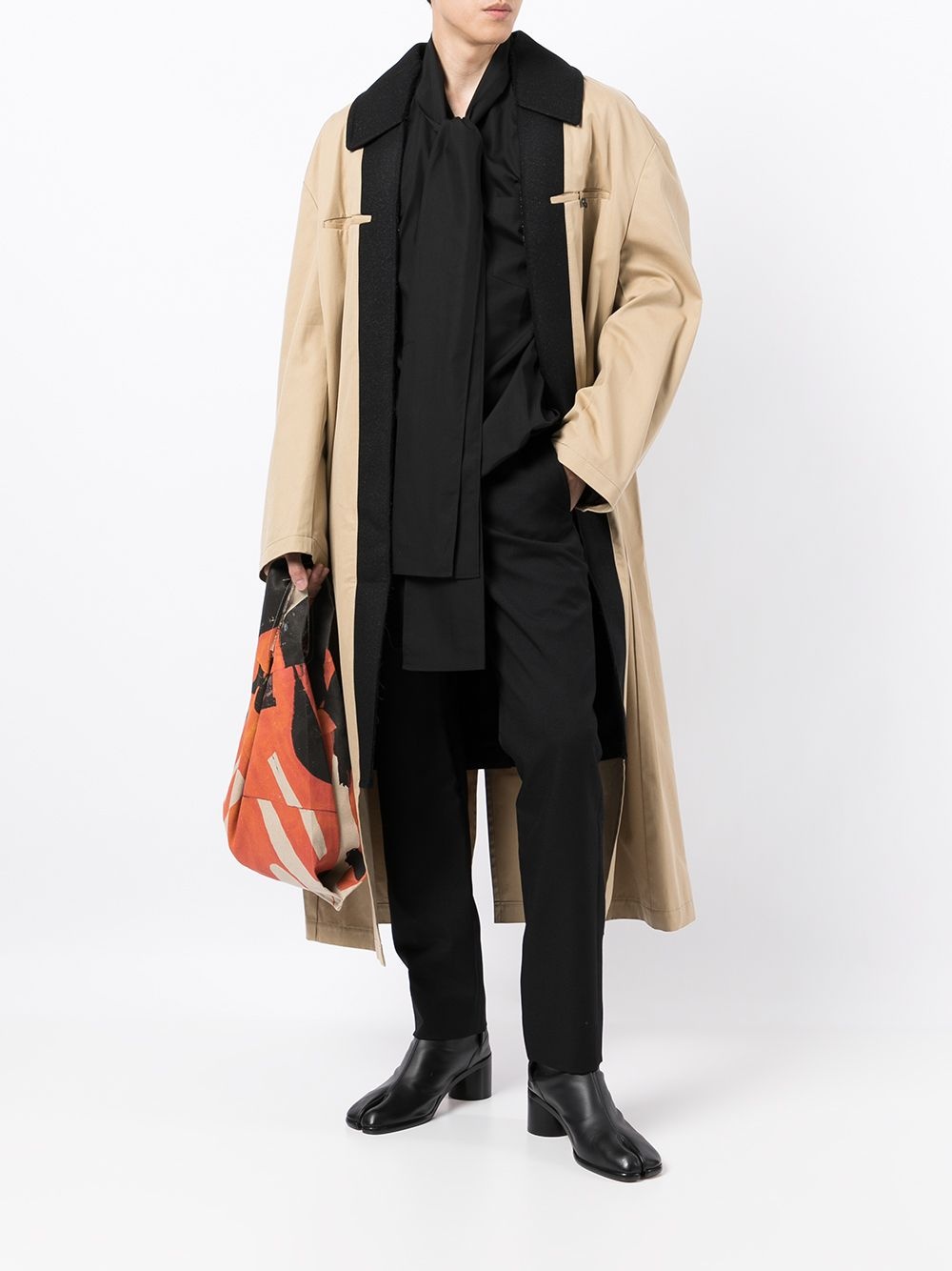 wool-panel trench coat - 2