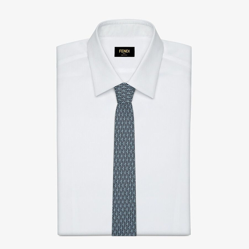 FENDI Blue silk tie outlook