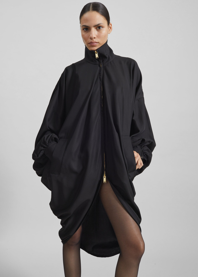 Darkpark Norma Draped Sleeves Bomber Jacket - Black 1