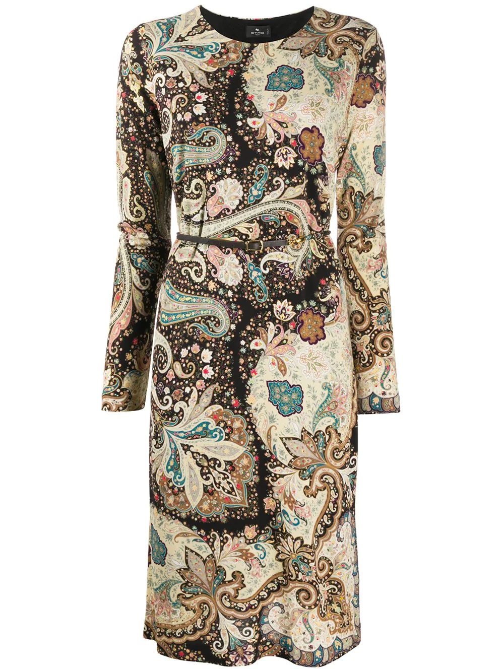 paisley-print long sleeve dress - 1