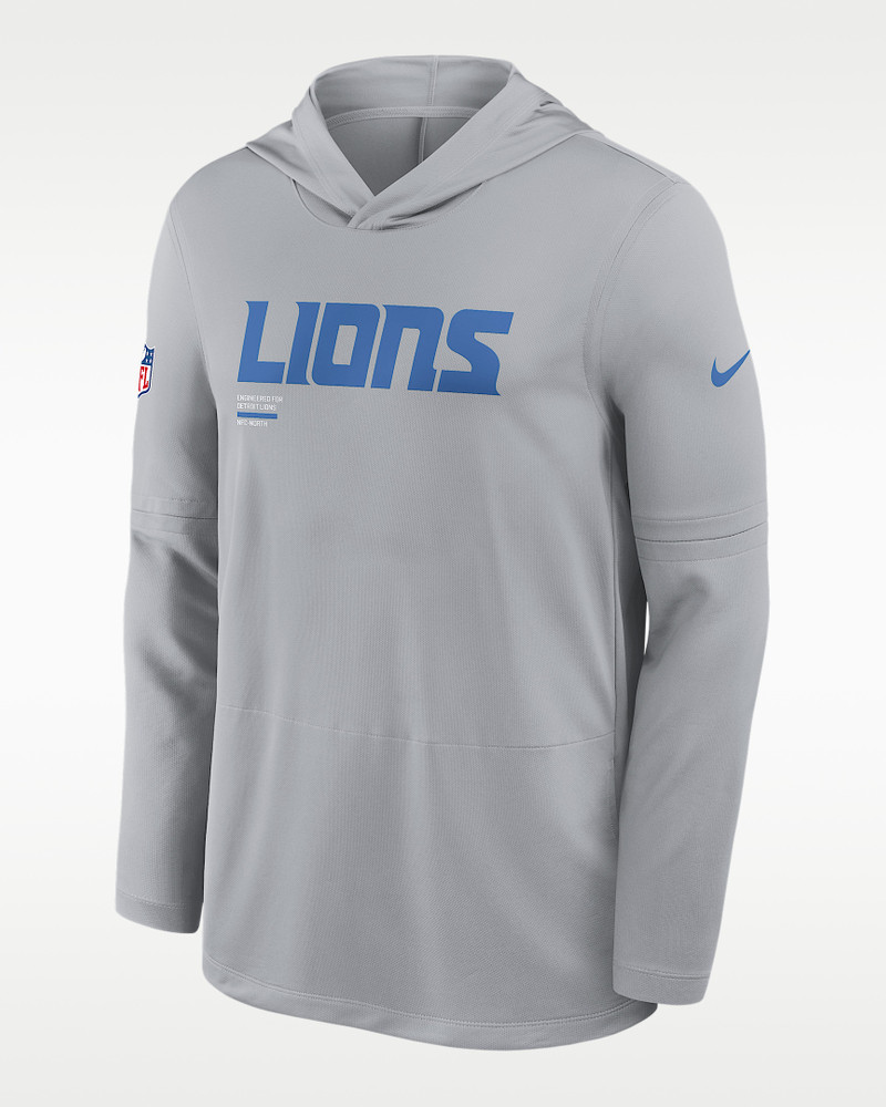 Detroit Lions Pure Fury Sideline Men's Nike Dri-FIT NFL Long-Sleeve Hooded Top 1