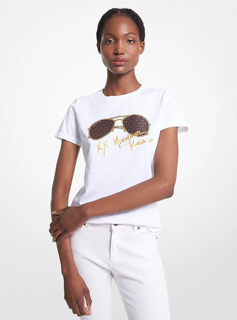 Logo Aviator Print Organic Cotton T-Shirt 1